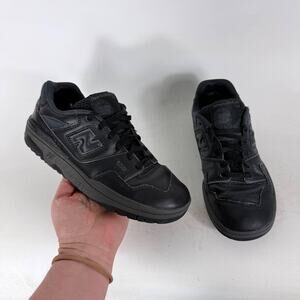 New Balance 550 Athletic Running Sneakers Kids 3 Triple Black Lace-Up Low Top